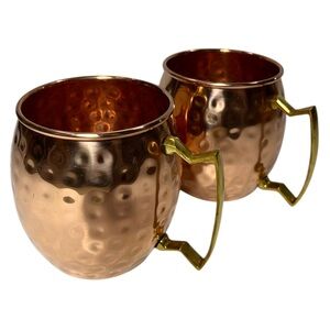 Solid Copper Hammered Moscow Mule Mugs 16 oz Set of 2